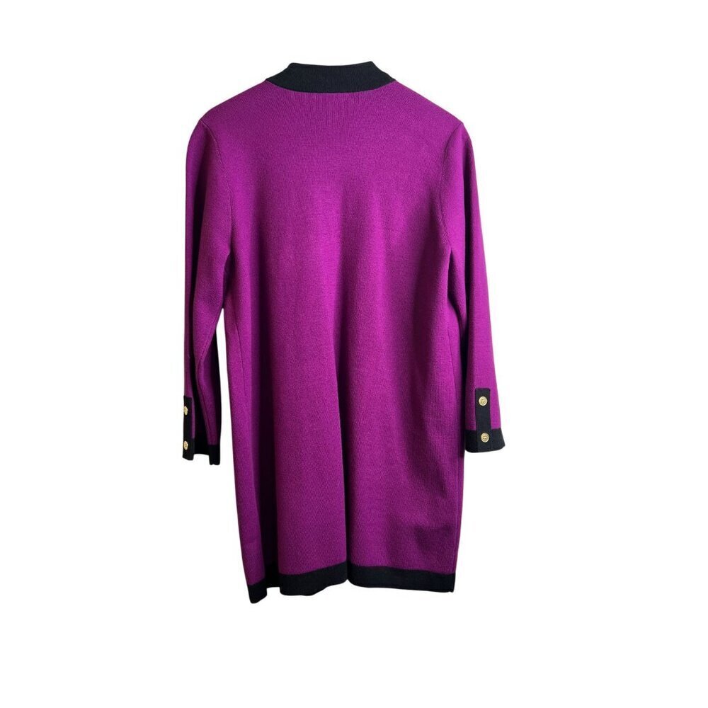 Chicos Travelers Collection Contrast Gold Button Cardigan Fuchsia Size 2 Large - Picture 5 of 5